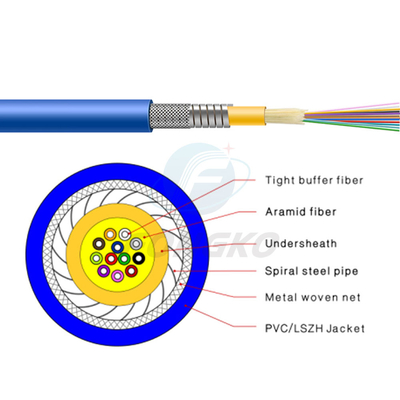 24 câbles optiques d'intérieur flexibles GJSFJV blindé 5mm~6mm de fibre de Lszh de noyau