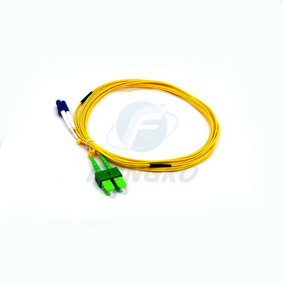 Corde de correction de fibre 3 mètres de Dublex vert LC au duplex optique unimodal LC - patchcor de fibre de duplex de câble de correction de fibre de Sc de Sc