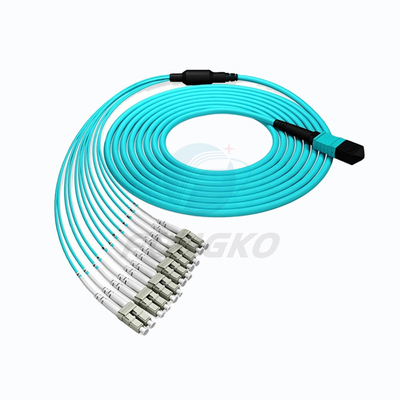 100G OM3 MPO 8 12 à 24 pullovers duplex de fibre du câble MTP d'évasion de fibre multimode du noyau LC