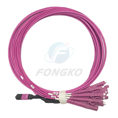 8 fibre OM4 MPO à la corde de correction de LC MPO au câble optique d'évasion de fibre de LC