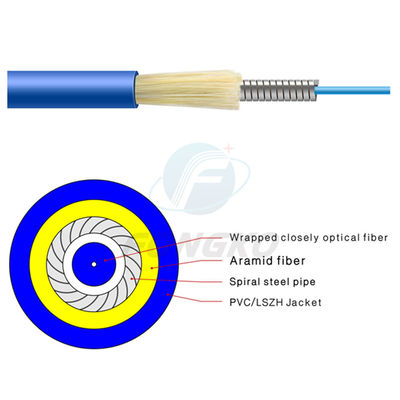 qualité  Single Mode Simplex Armored Optical Fiber Cable GJSFJV With PVC Jacket Usine