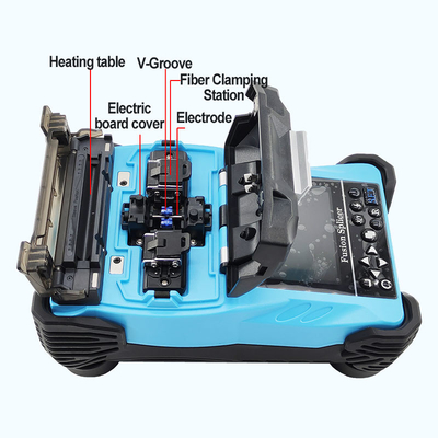 Splicer à fusion en fibre optique bleue 4800mAh Batterie 2 langues chinois/anglais