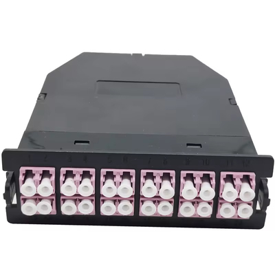 24F Black LC Duplex Multimode MPO MTP Fibre Cassette pour le panneau de patch OM3 OM4 OS2 à 24 ports