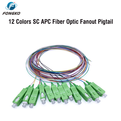 FONGKO 12 cœurs 0,9 mm G652D PVC Fibre Optique Pigtail Bundle Pigtail LC FC SC ST UPC APC Fibres Optiques Pigtails