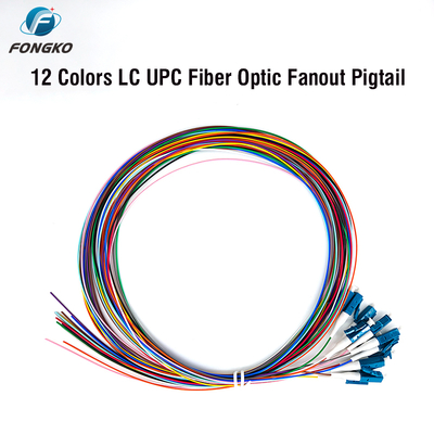 FONGKO 12 cœurs 0,9 mm G652D PVC Fibre Optique Pigtail Bundle Pigtail LC FC SC ST UPC APC Fibres Optiques Pigtails