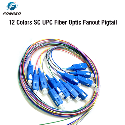 FONGKO 12 cœurs 0,9 mm G652D PVC Fibre Optique Pigtail Bundle Pigtail LC FC SC ST UPC APC Fibres Optiques Pigtails