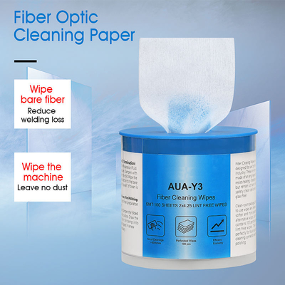 Papier de nettoyage sans poussière FONGKO AUA-Y3 adapté aux outils FTTH SC/FC/ST/LC, papier de nettoyage de fibre optique